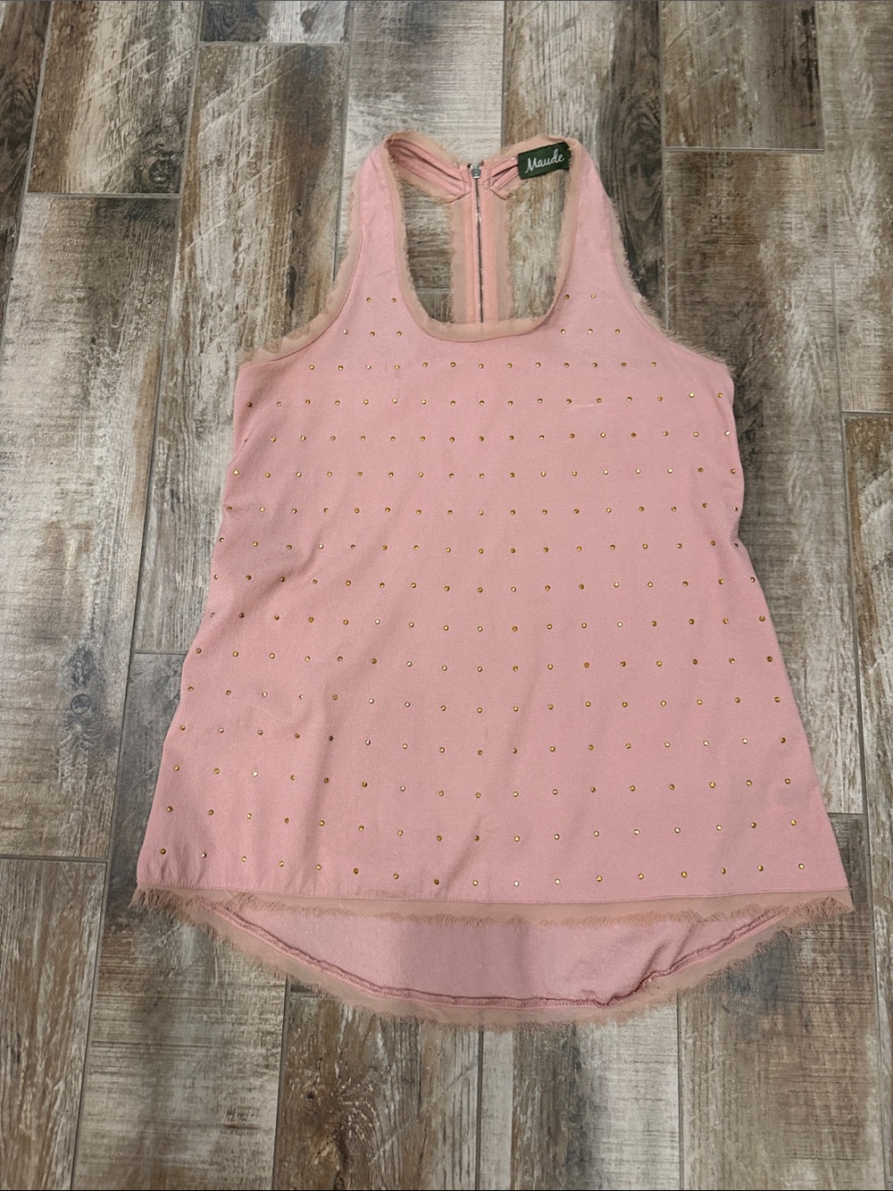Mauri Blush Pink Stud-Embellished Racerback Tank